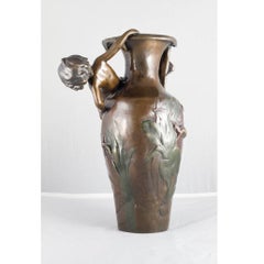 Vase Bronze with Young Man, France, circa 1900, Art Nouveau, Auguste Moreau