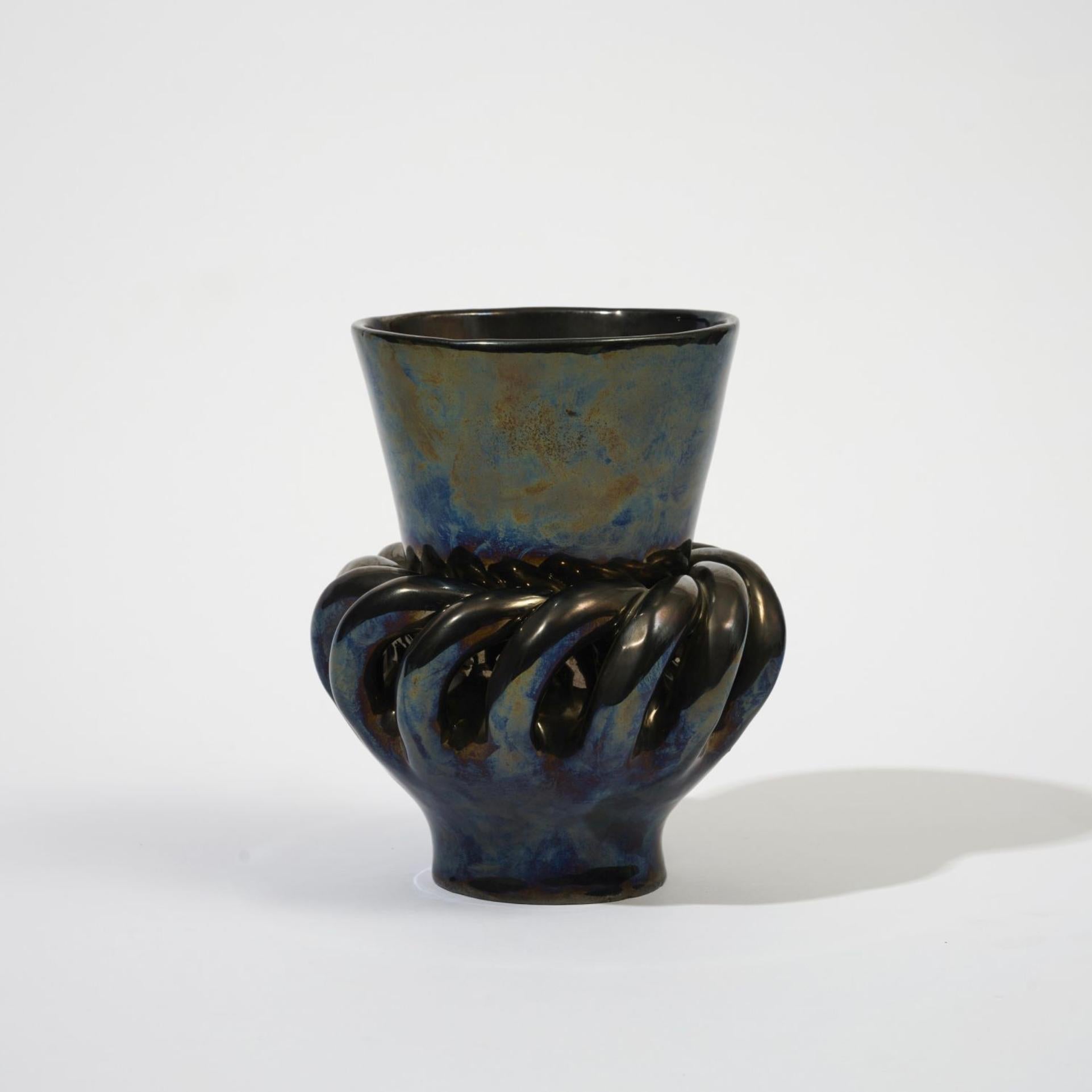 Lovely and rare French vintage vase from the 1950s by Accolay Pottery. Signed 'Accolay' under the base.