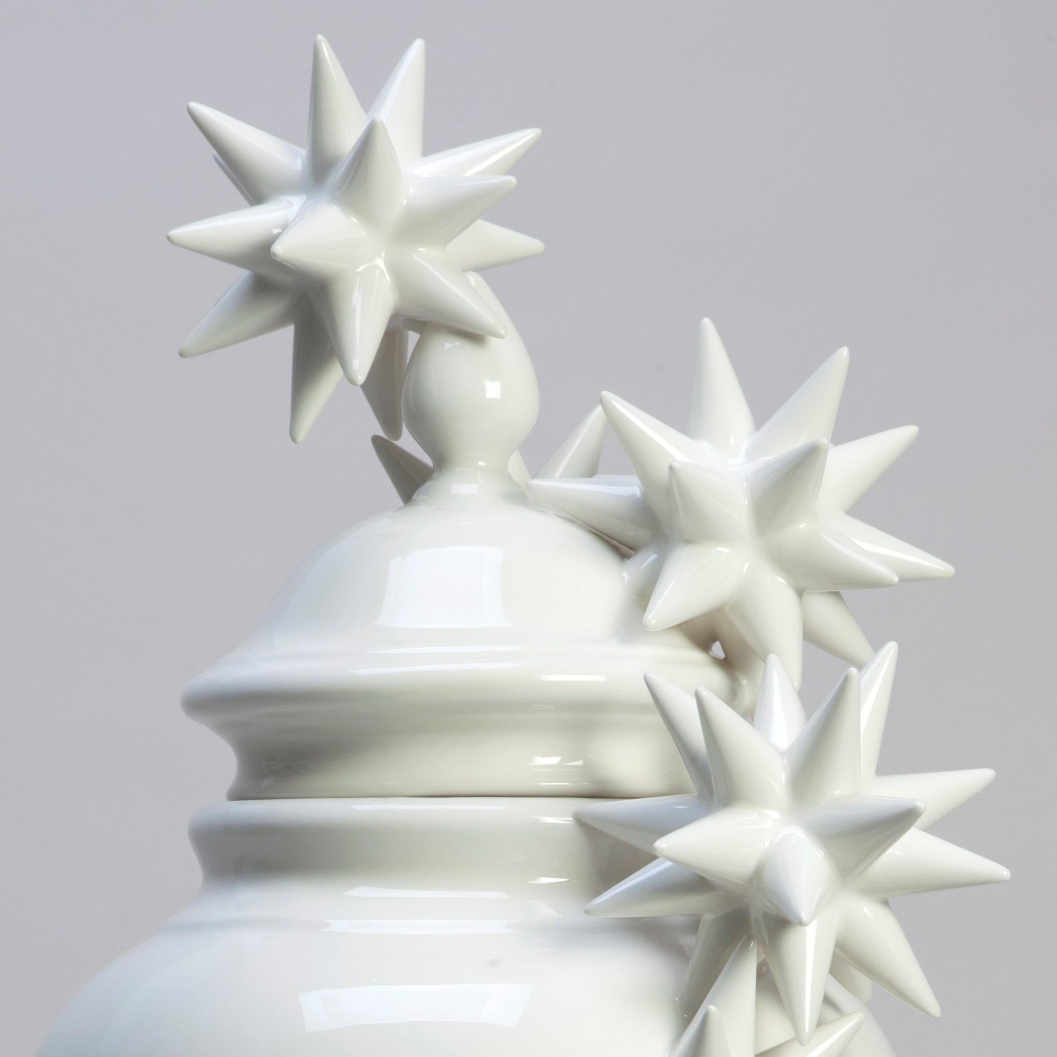 Glazed Large White Ceramic vase by Andrea Salvatori 21st Century Contemporary For Sale