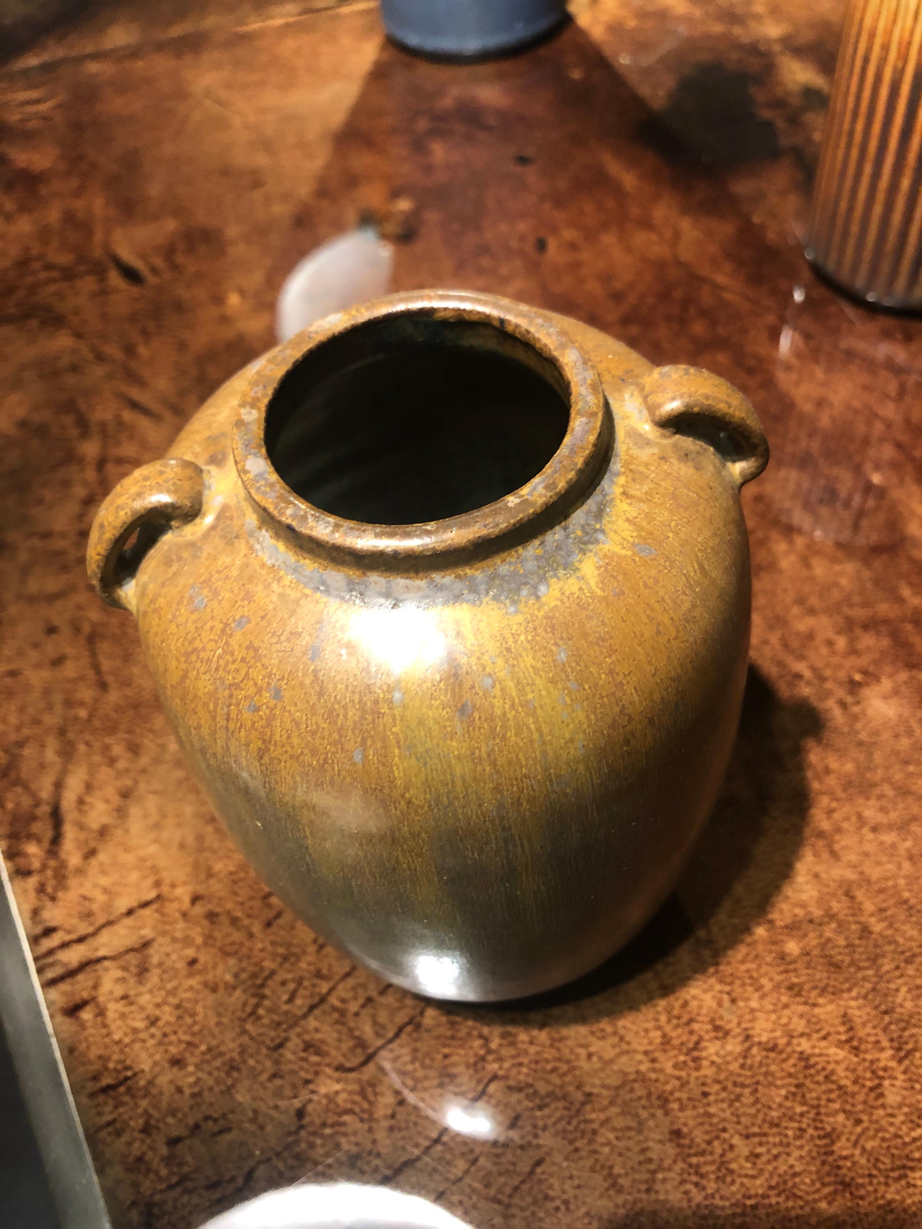 Vernissé Vase d'Arne Bang, Danemark, années 1950