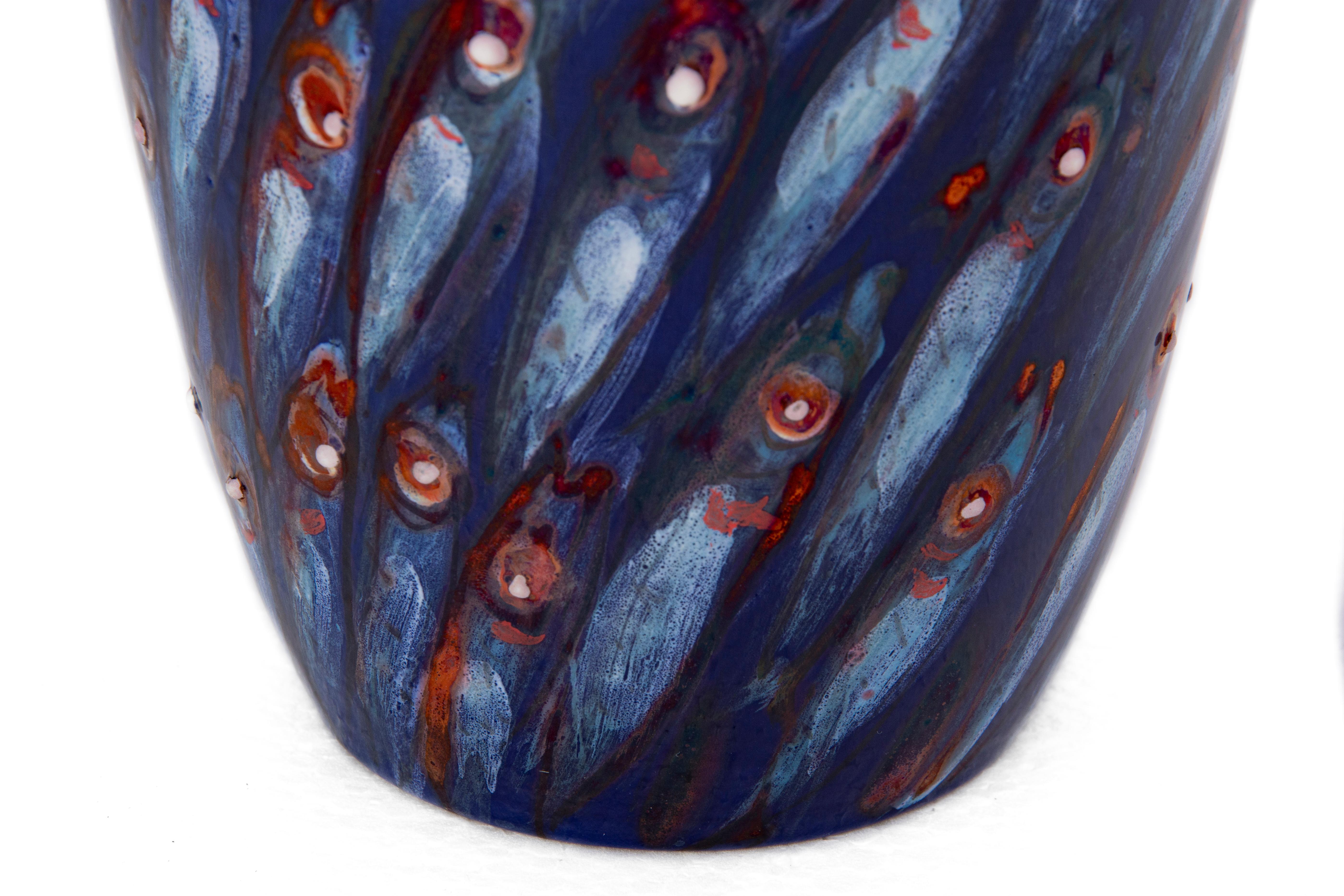 Ceramic vase by Bottega Vignoli Hand Painted Glazed earthenware Contemporary In New Condition For Sale In London, GB