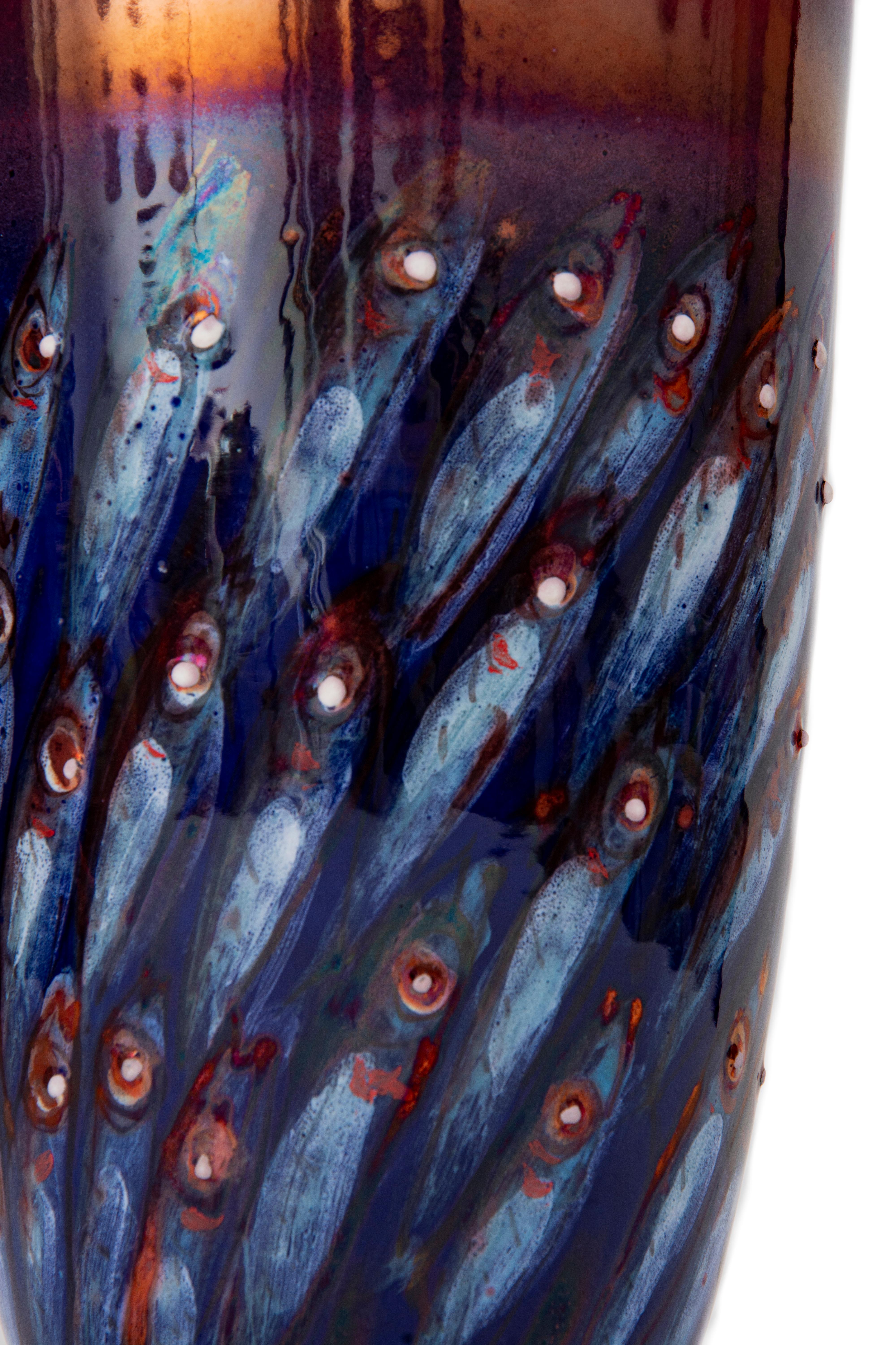 Italian Ceramic vase by Bottega Vignoli Hand Painted Glazed earthenware Contemporary For Sale