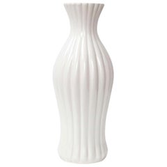 Vase by Ewald Dahlskog, Mid-Century Scandinavian, Tall White Vase, circa 1940