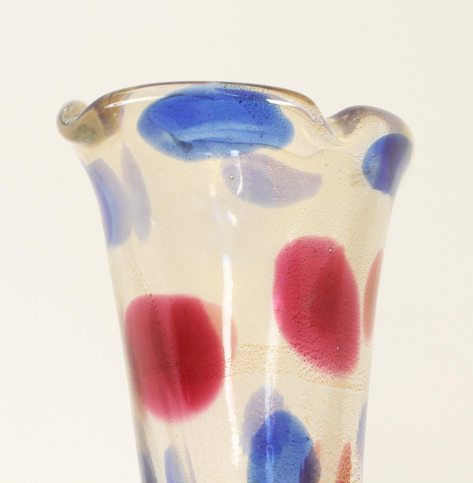 Murano Glass Vase by Fratelli Toso, Italy, 1950's For Sale