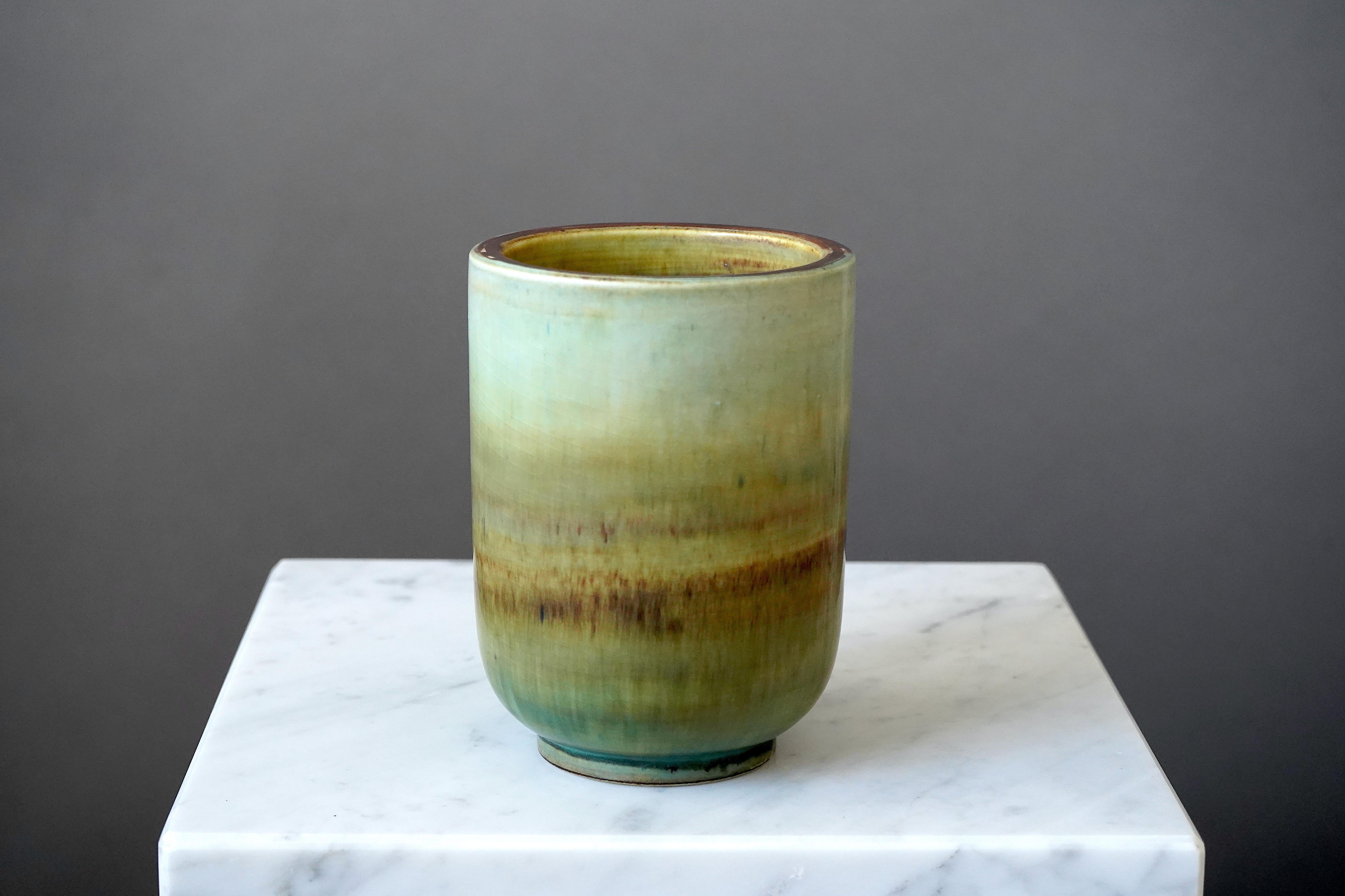 Turned Vase by Gertrud Lönegren, Rörstrand, Sweden, 1930s For Sale