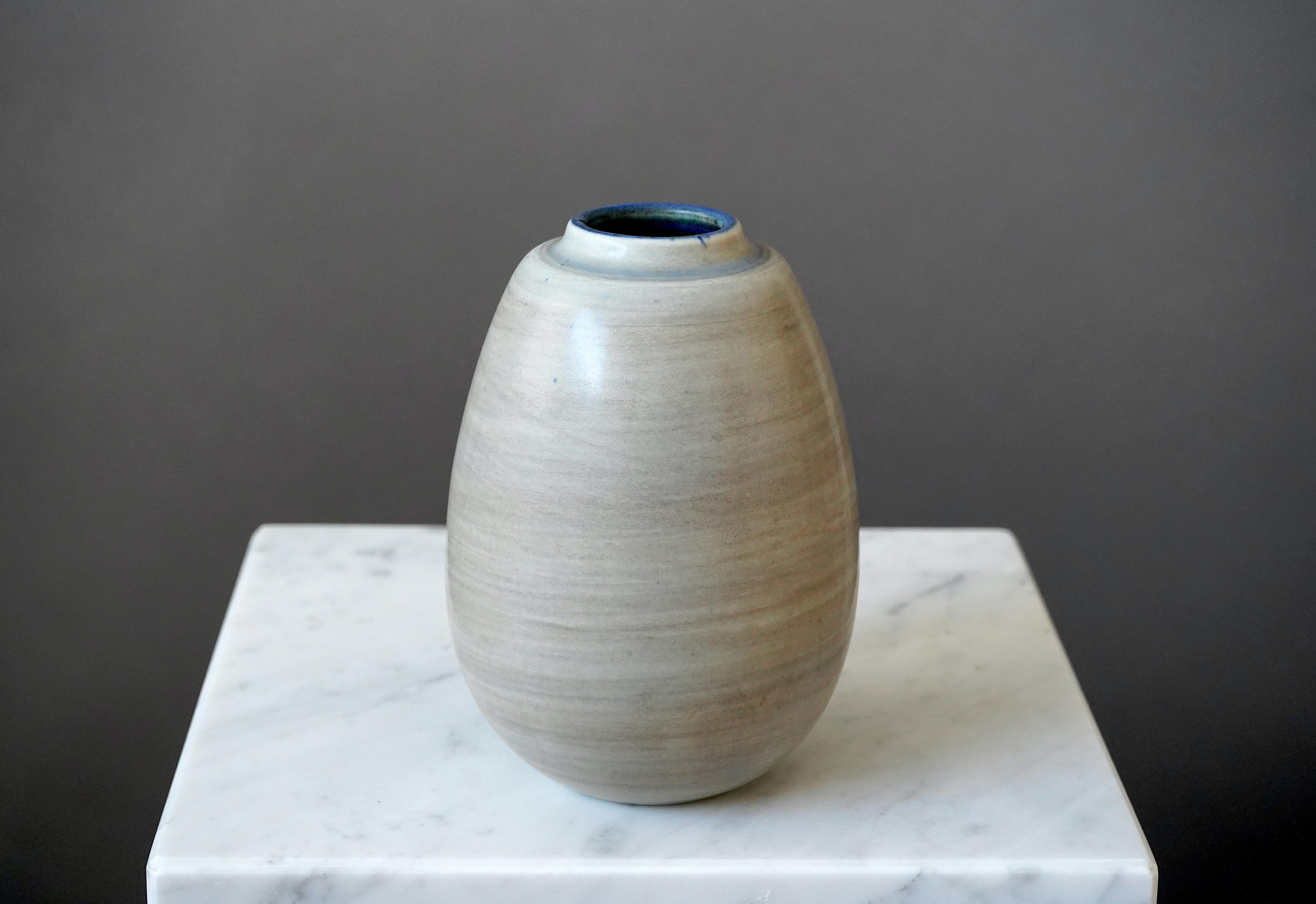 Turned Vase by Gertrud Lönegren, Rörstrand, Sweden, 1930s For Sale