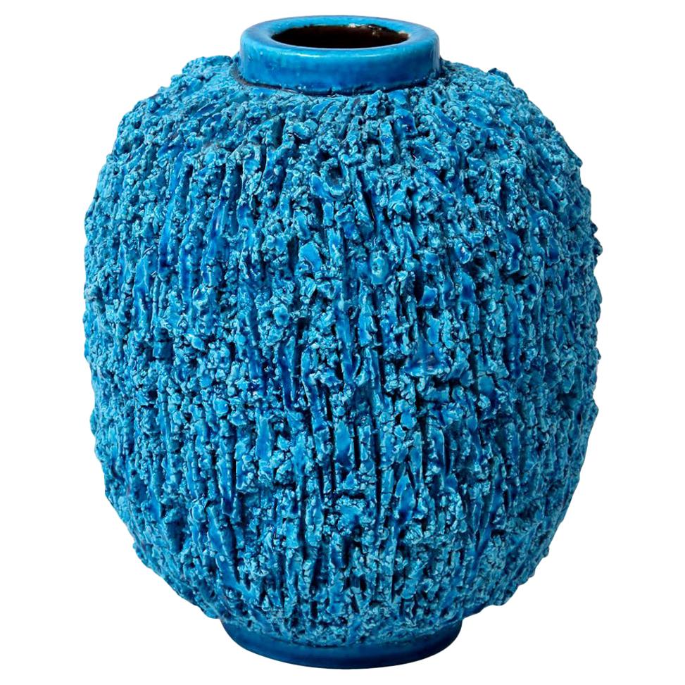 Vase by Gunnar Nylund, Scandinavian, Mid-Century, Turquoise, "Charmotte", Sweden