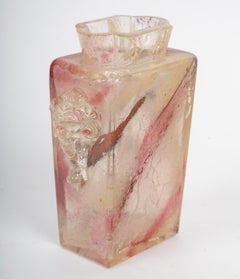 Vase by Jean-batiste Leveillé, Crackled Glass, Napoleon III Period, 19th Century