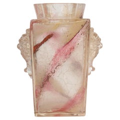 Vase by Jean-batiste Leveillé, Crackled Glass, Napoleon III Period, 19th Century