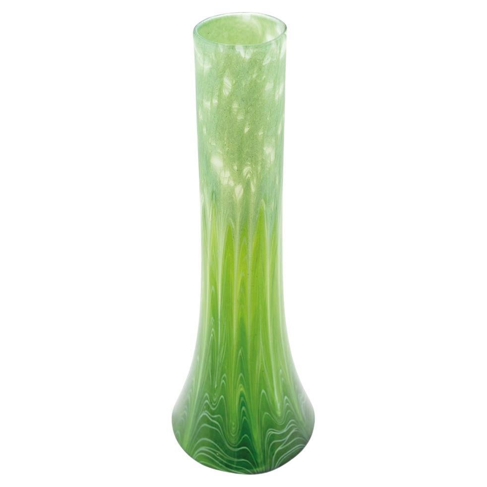Bohemian glass vase, manufactured by Johann Loetz Witwe, Titania Genre 5032 decoration, ca. 1905, Viennese Art Nouveau, Jugendstil

Technique and material: glass, mould-blown and freeform, 

Bib.: cf. form of the vase in Helmut Ricke (ed.) “Lötz.