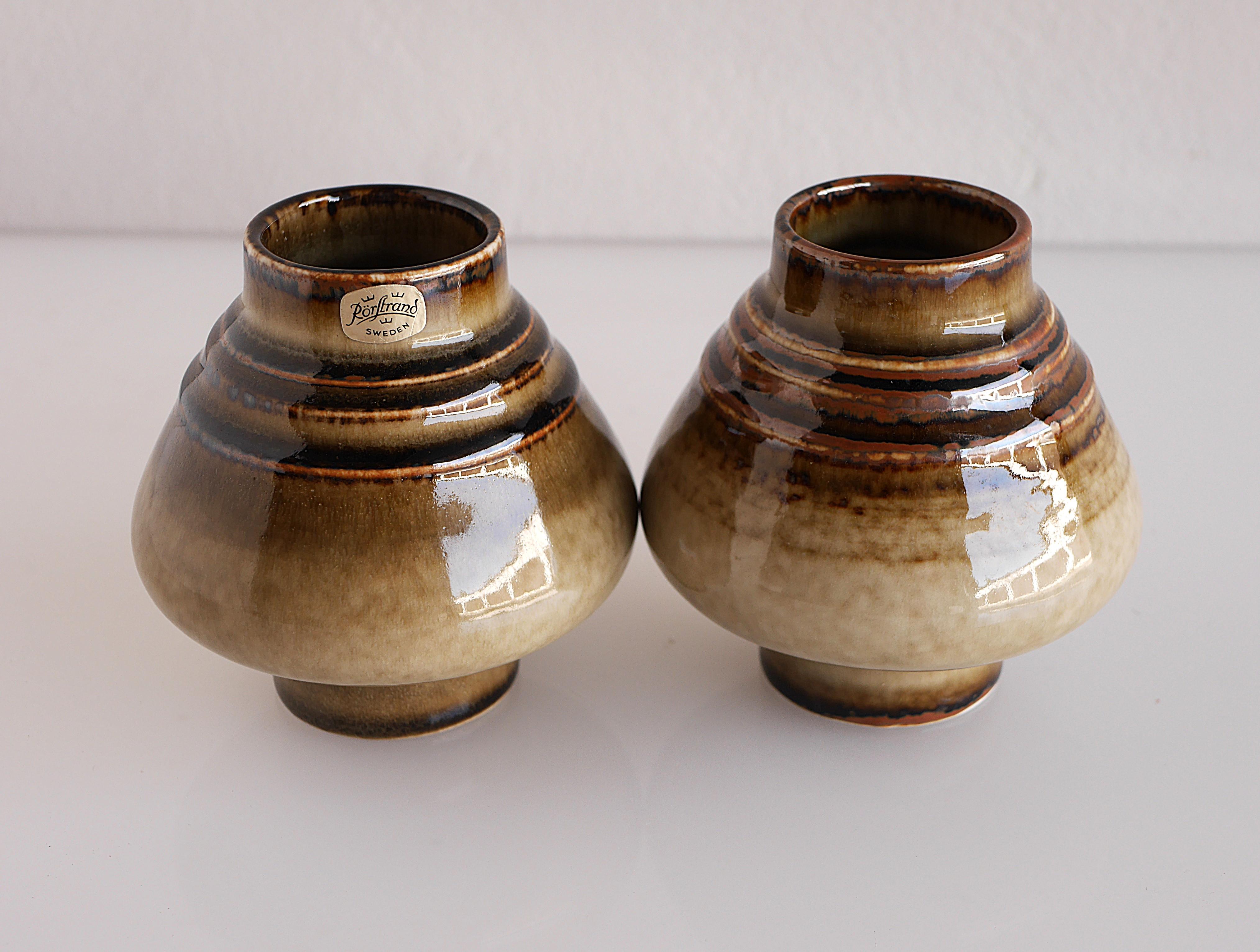 Swedish Pair of Vases by Olle Alberius from the 'Bamboo' Series for Rörstrand For Sale