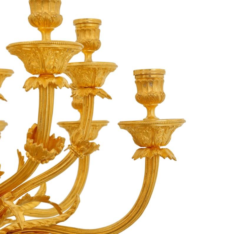 Empire Vase candelabra with 13 arms of light For Sale
