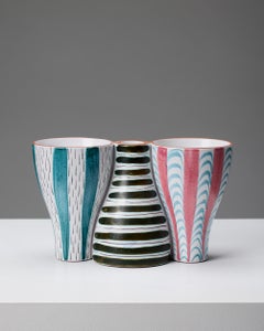 Vase/candlestick 'Snurran' By Stig Lindberg for Gustavsberg Sweden, 1940s