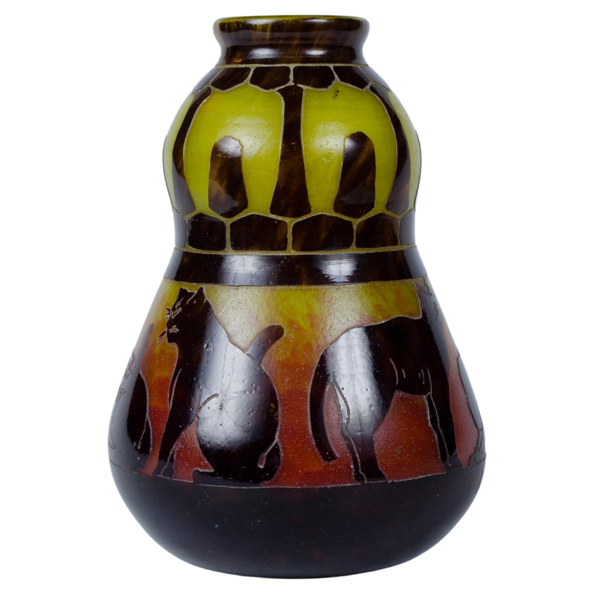 Jarrón "Gatos" de Le Verre Francais