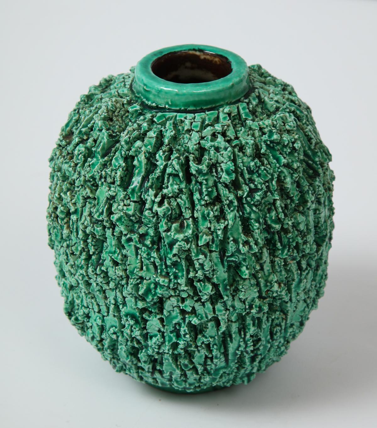 Mid-Century Modern Ceramic Vase by Gunnar Nylund, Scandinavian, circa 1950, Green, 