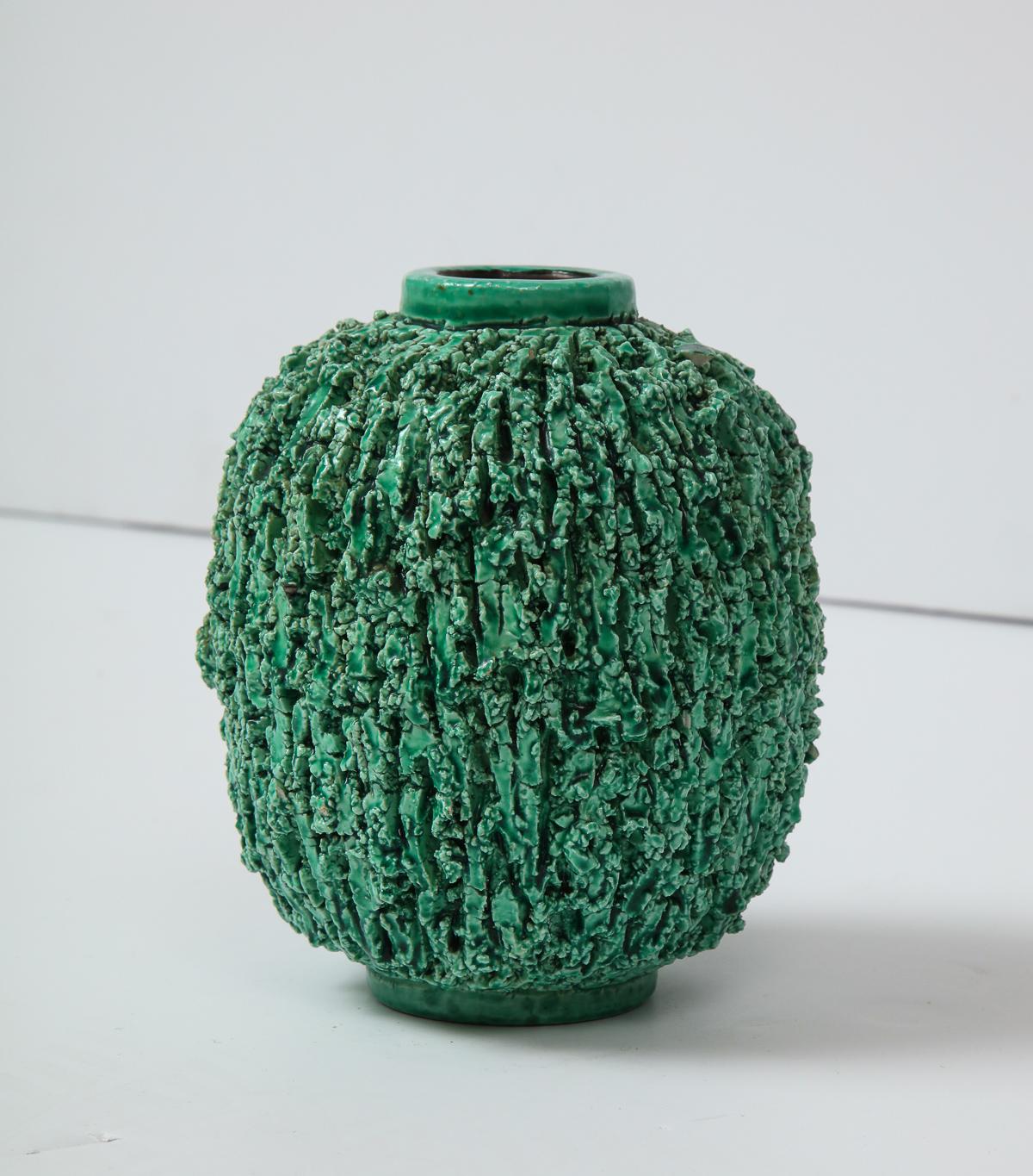 Hand-Crafted Ceramic Vase by Gunnar Nylund, Scandinavian, circa 1950, Green, 