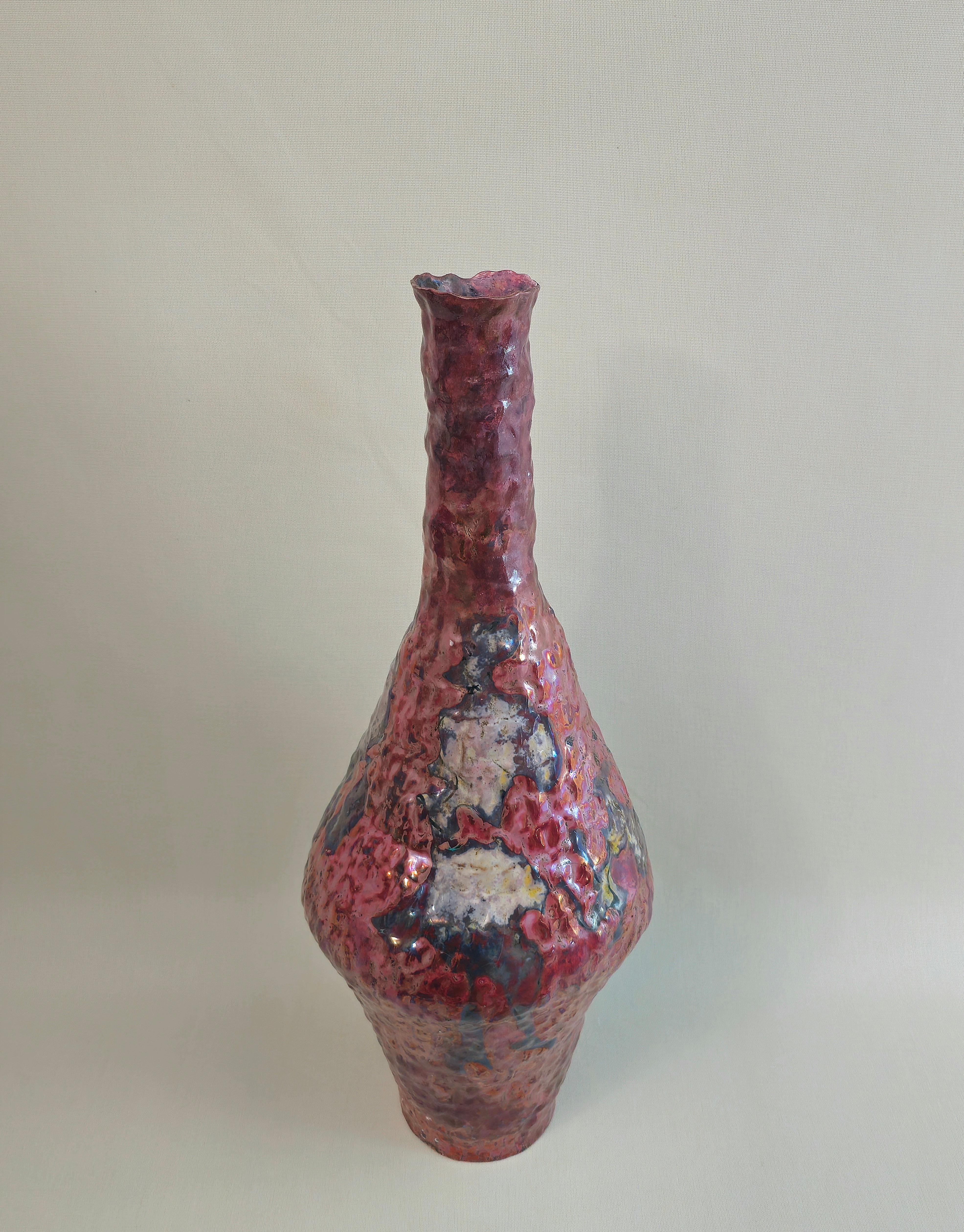 Dekorative Vase aus Keramik mit Emaille, Nico Nicosia, Mitte des Jahrhunderts, Italien 1960er Jahre (Moderne der Mitte des Jahrhunderts) im Angebot