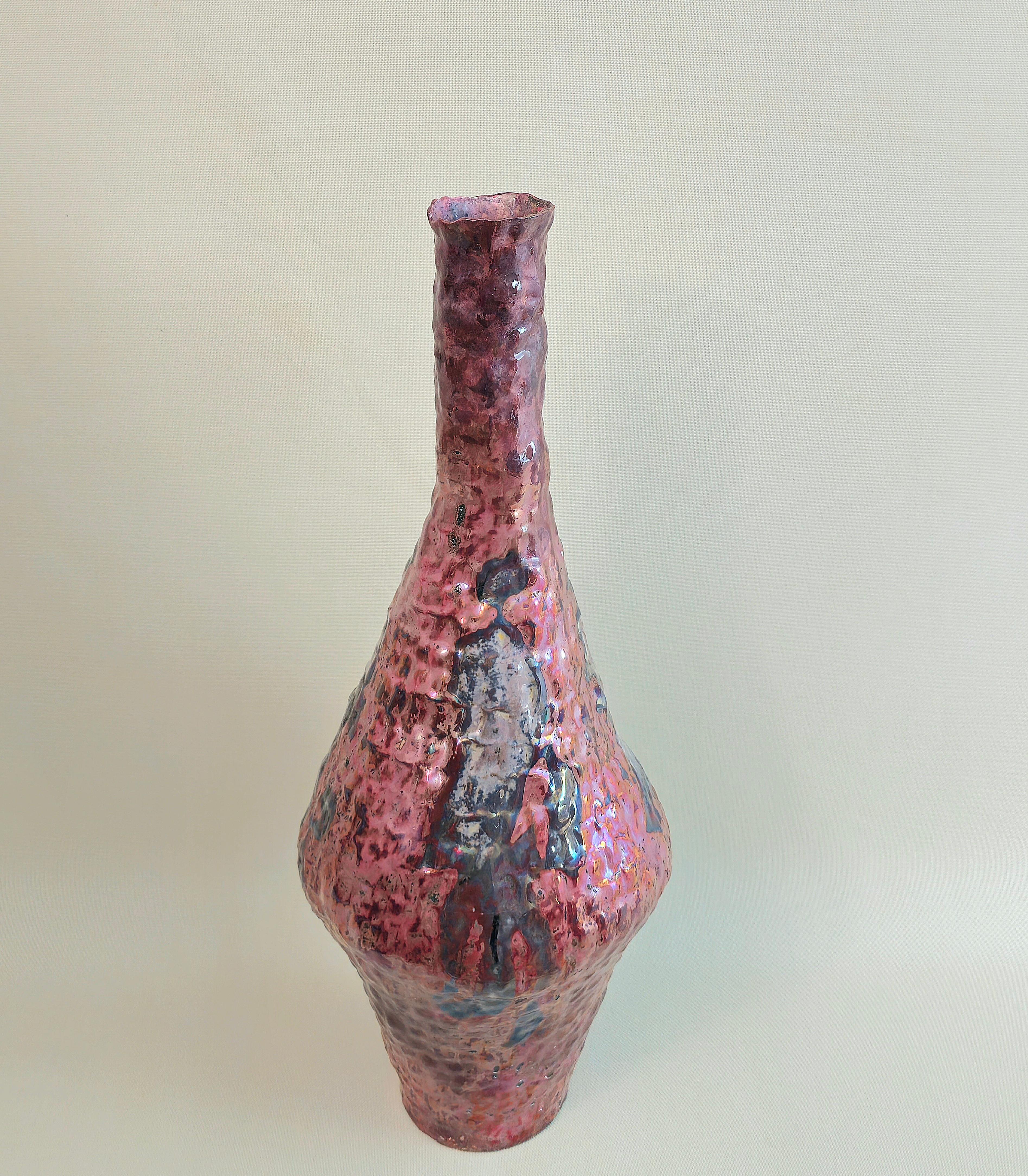 Italian Vase Ceramic Enamelled Decorative Object Nico Nicosia Midcentury Italy 1960s For Sale