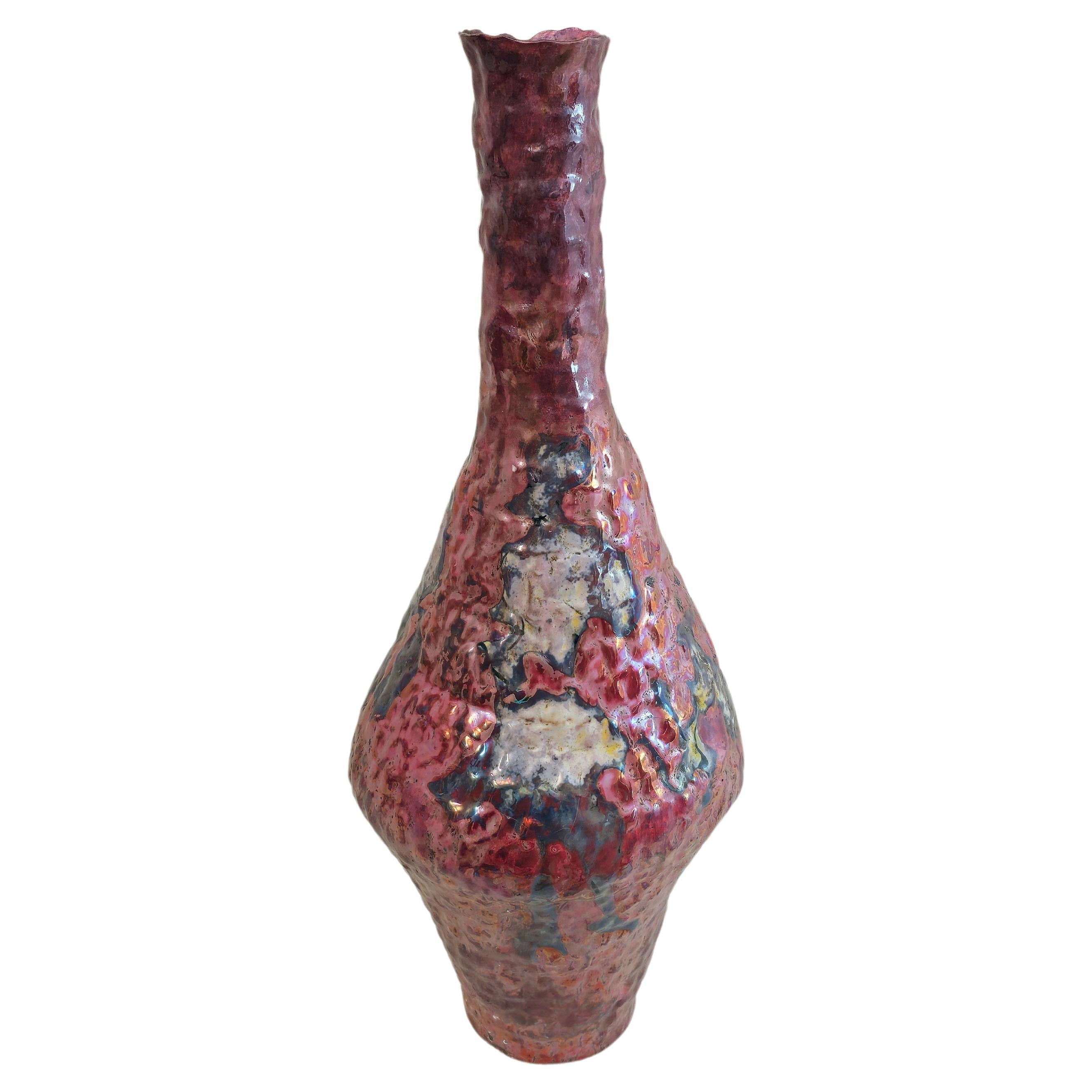 Dekorative Vase aus Keramik mit Emaille, Nico Nicosia, Mitte des Jahrhunderts, Italien 1960er Jahre im Angebot