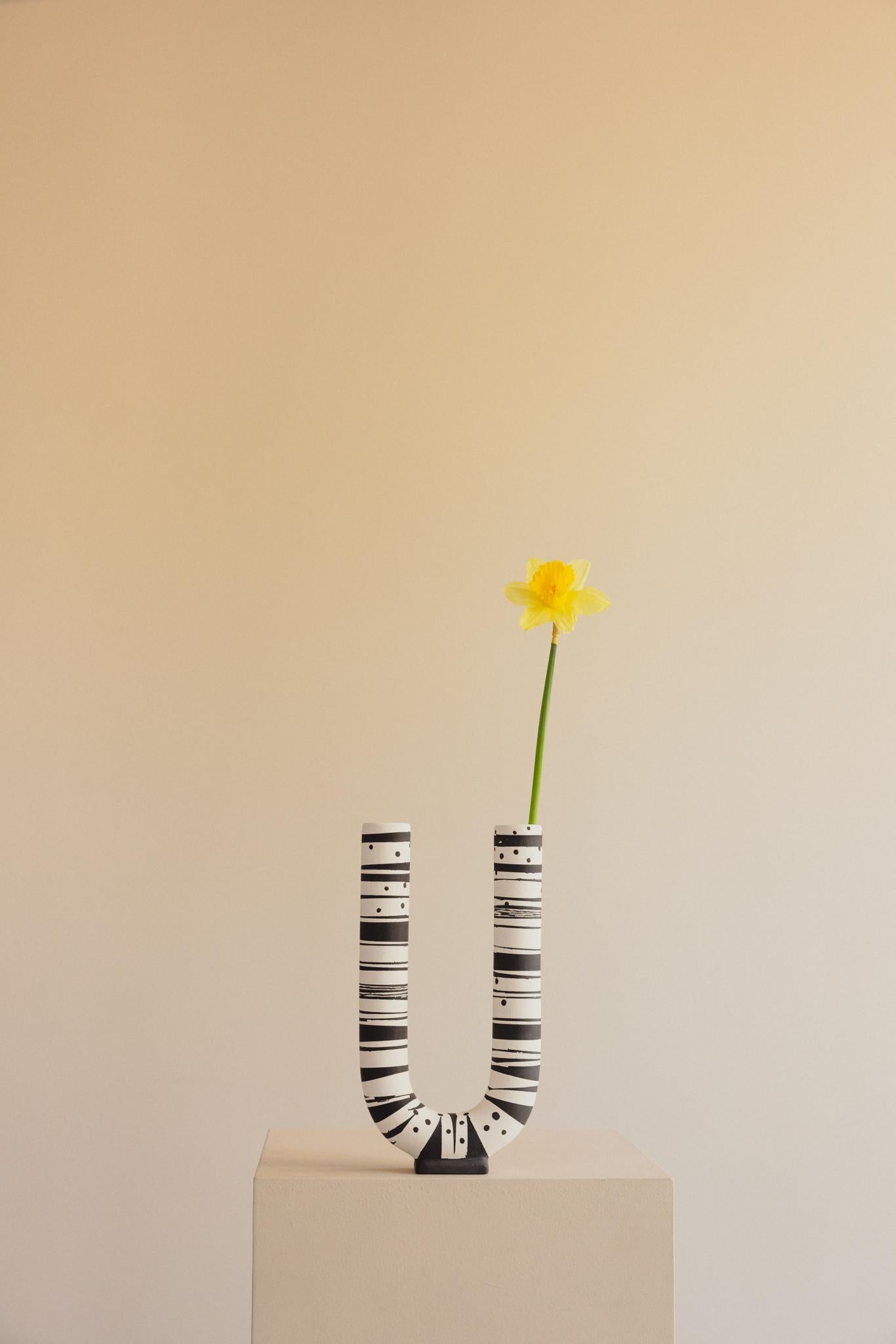 The Ceramic Collection by Valeria Vasi showcases an inspired blend of modern artistry and natural, earthy elements. Each vase in this collection is crafted from high-quality stoneware, hand-painted with various finishes, and carefully molded to