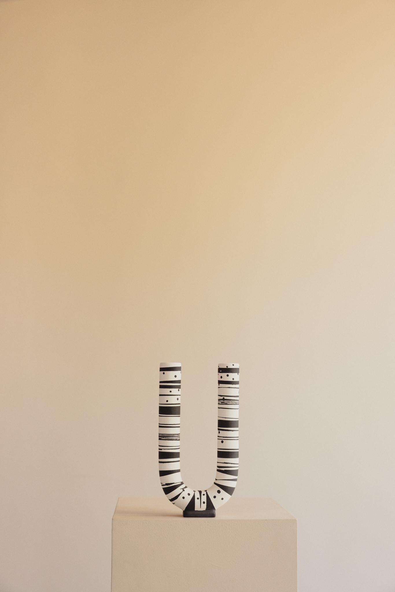Spanish Vase Ceramic Hand Painted Limited edition Black and White - You For Sale