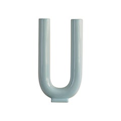 Vase en céramique émaillée à la main bleu bébé - Vous