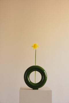 Vase Ceramic Handmade Green Glazed - Vacuum