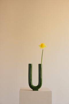 Vase Ceramic Handmade Green Glazed - You