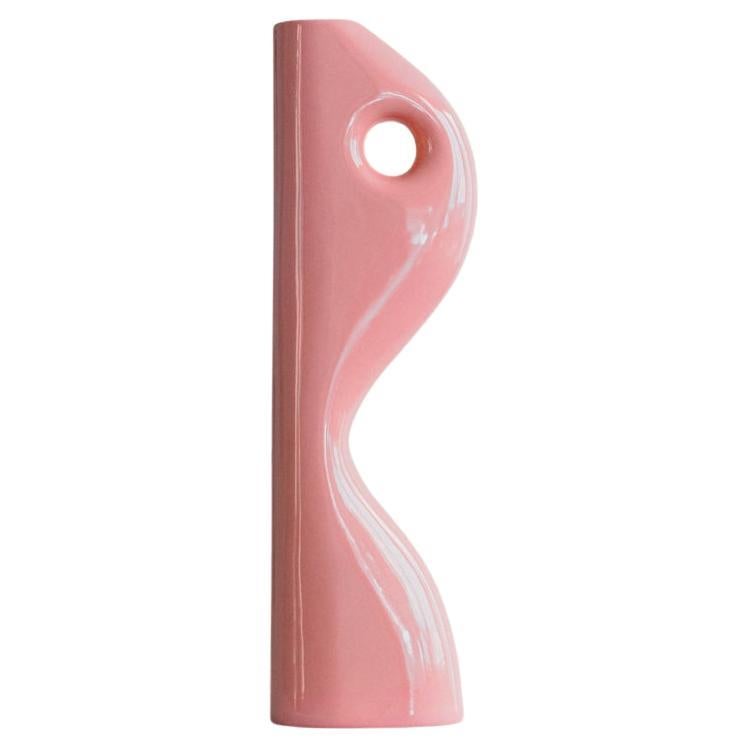 Vaso in ceramica smaltata rosa fatto a mano - Lea