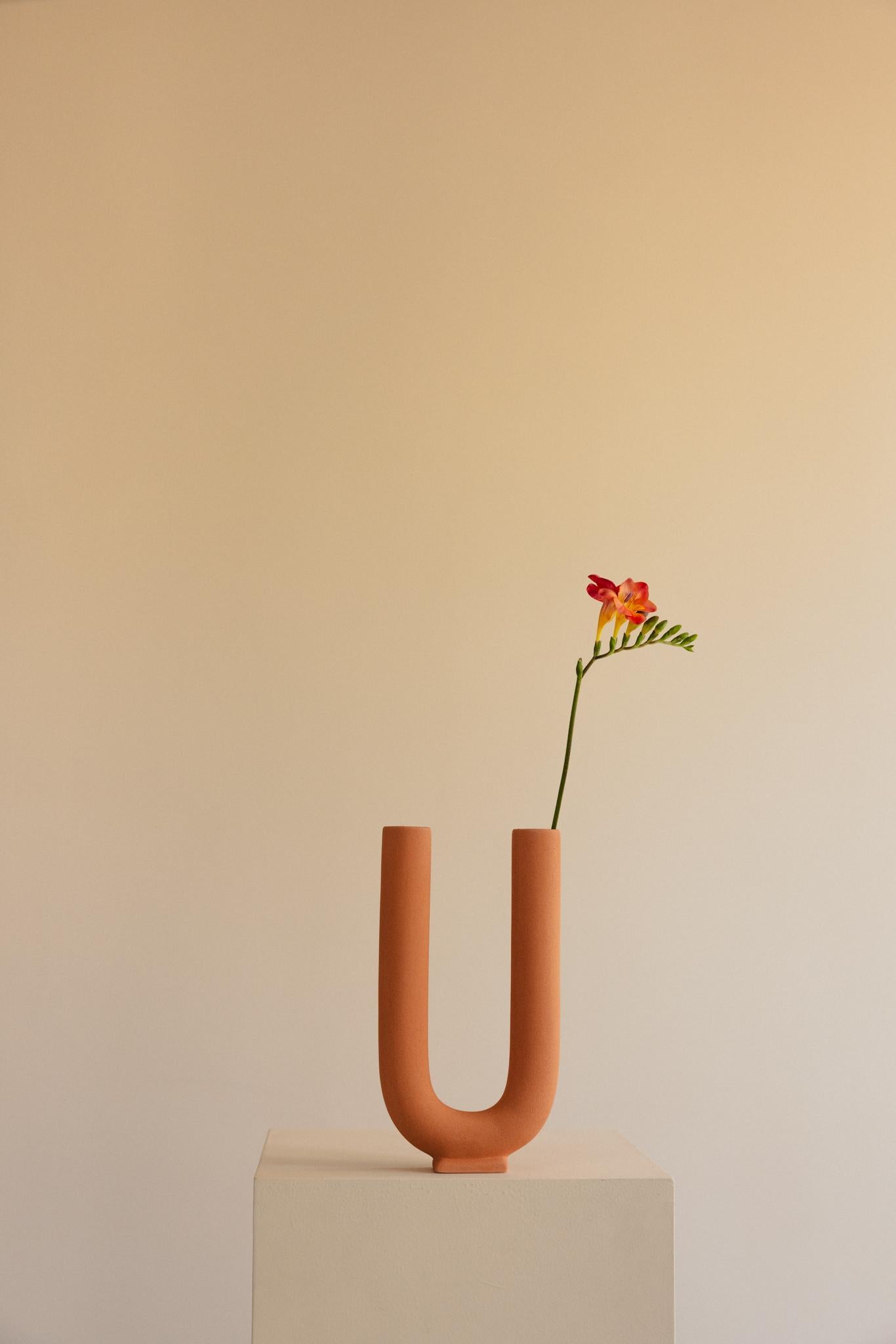 Moulé Vase en céramique terre cuite non émaillée fait à la main - Vous en vente