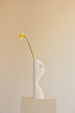 Vase Ceramic Handmade White Matte Unglazed - Lea