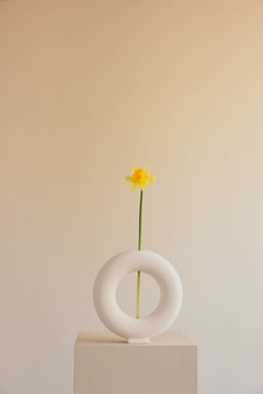 Vase Ceramic Handmade White Matte Unglazed - Vacuum