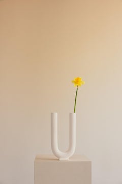 Vase Ceramic Handmade White Matte Unglazed - You