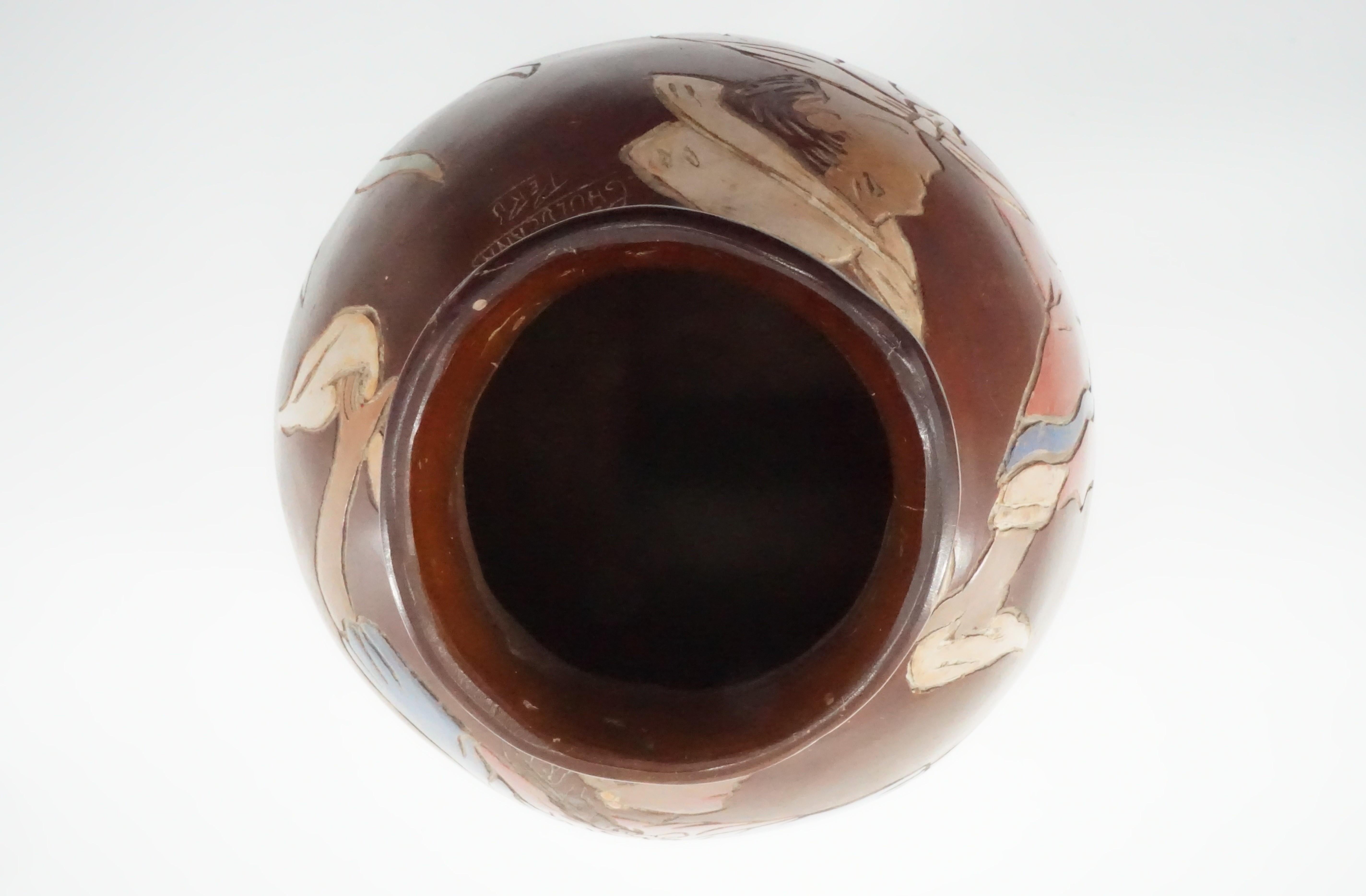 Vase, Keramikgefäß, handgefertigt, braun, aus Peru, Brauntöne, um 1950 im Angebot 4