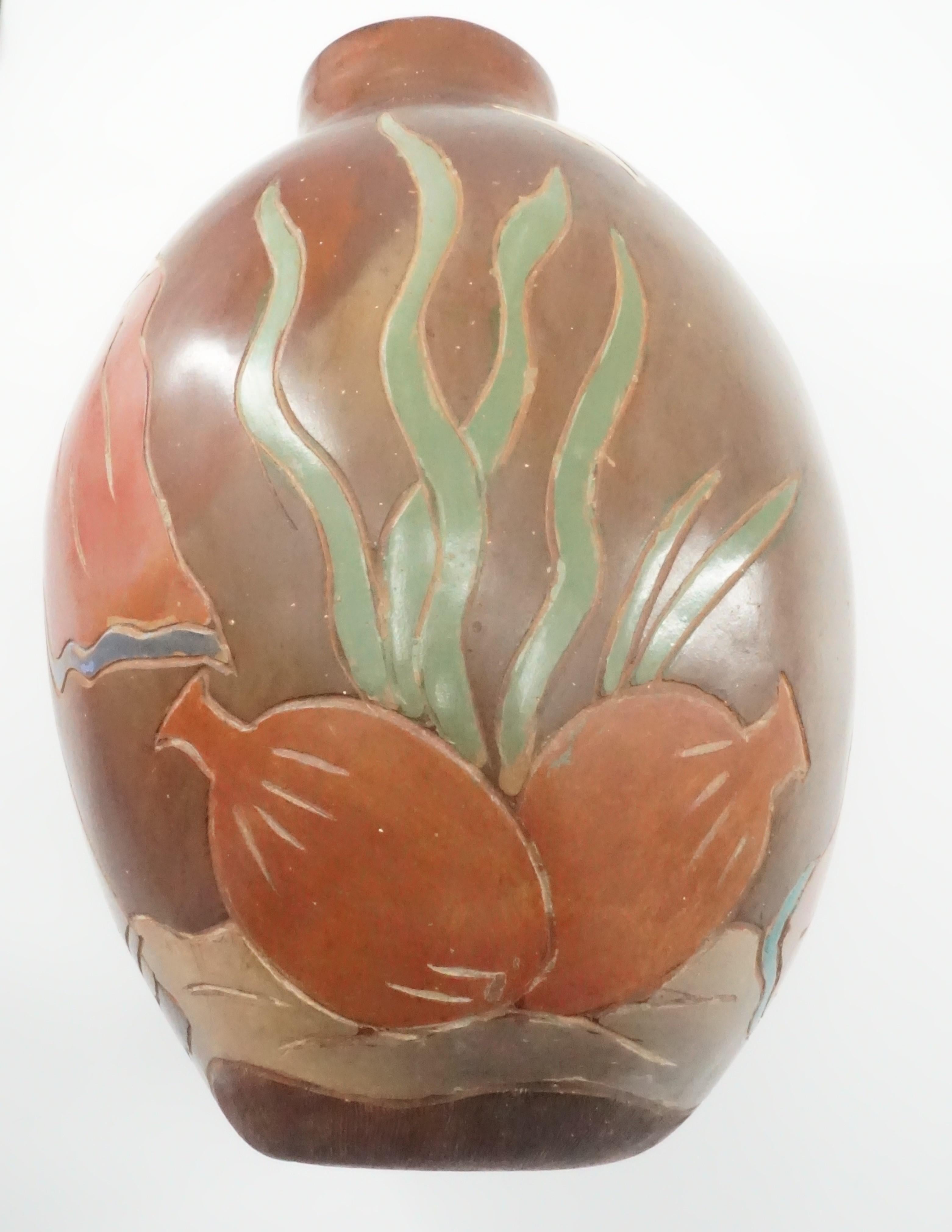 Vase, Keramikgefäß, handgefertigt, braun, aus Peru, Brauntöne, um 1950 im Angebot 6