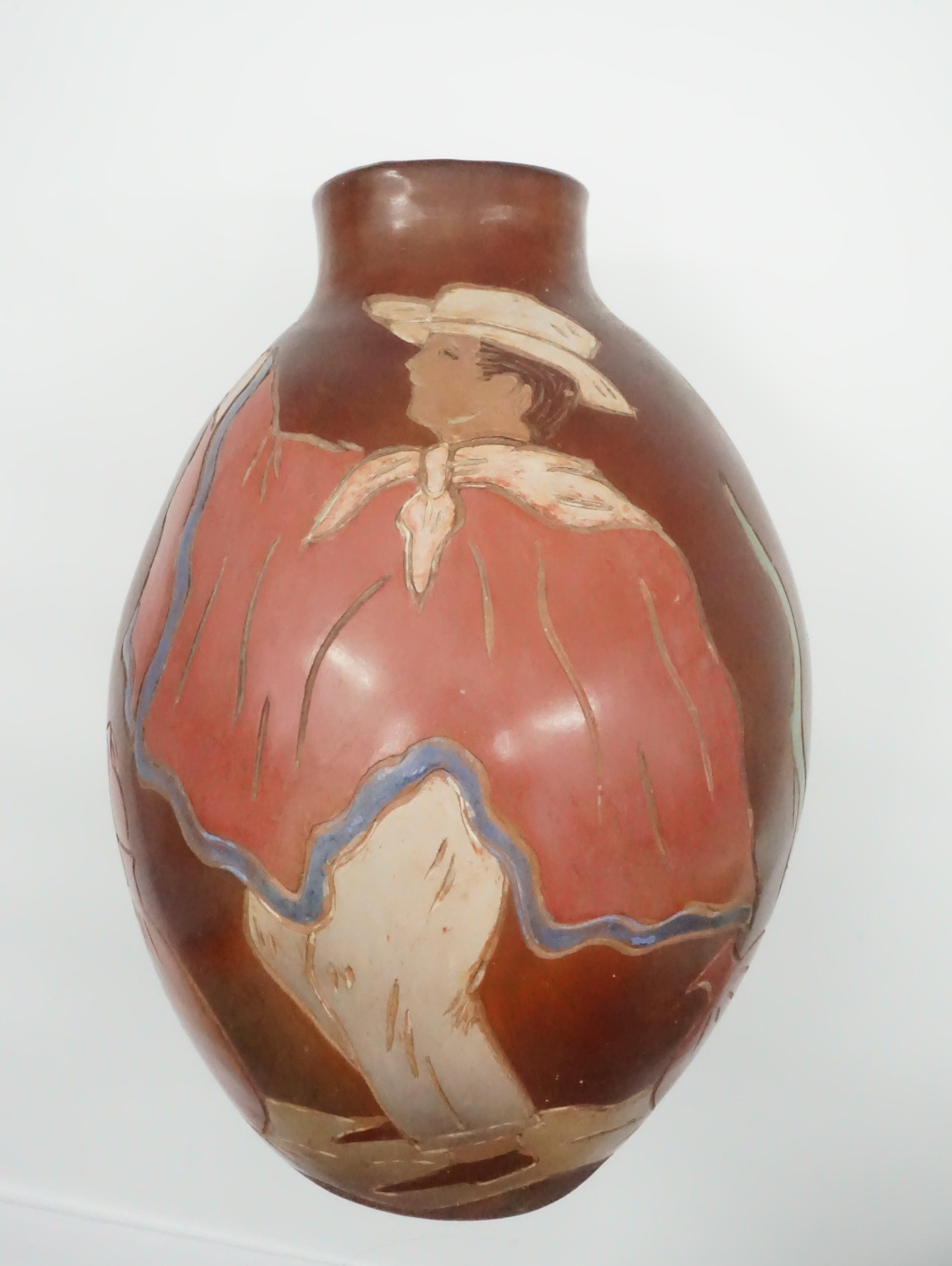 Vase, Keramikgefäß, handgefertigt, braun, aus Peru, Brauntöne, um 1950 im Angebot 9