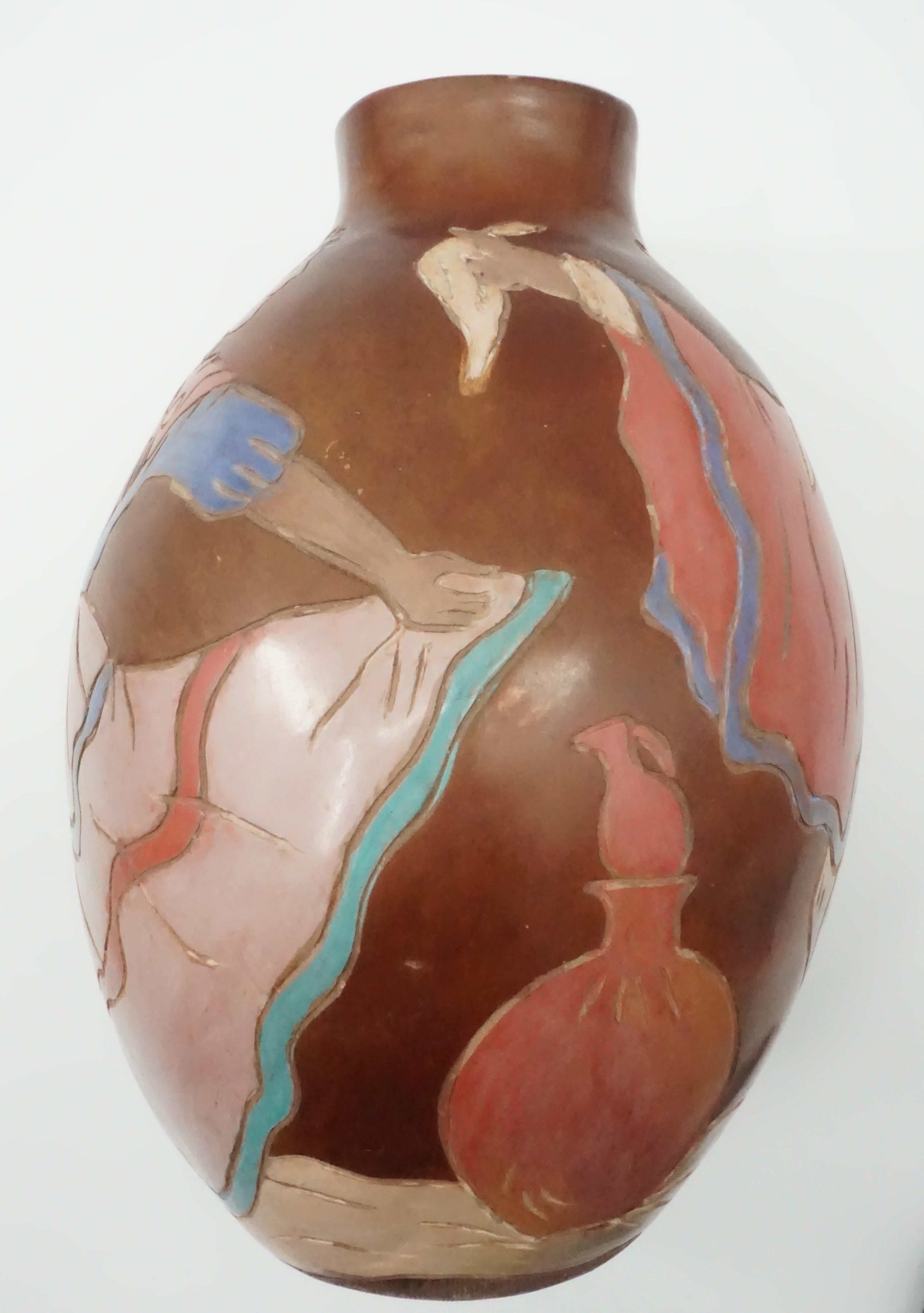Vase, Ceramic Vessel, Hand Crafted, Brown, From Peru, Brown Tones, C 1950 For Sale 7