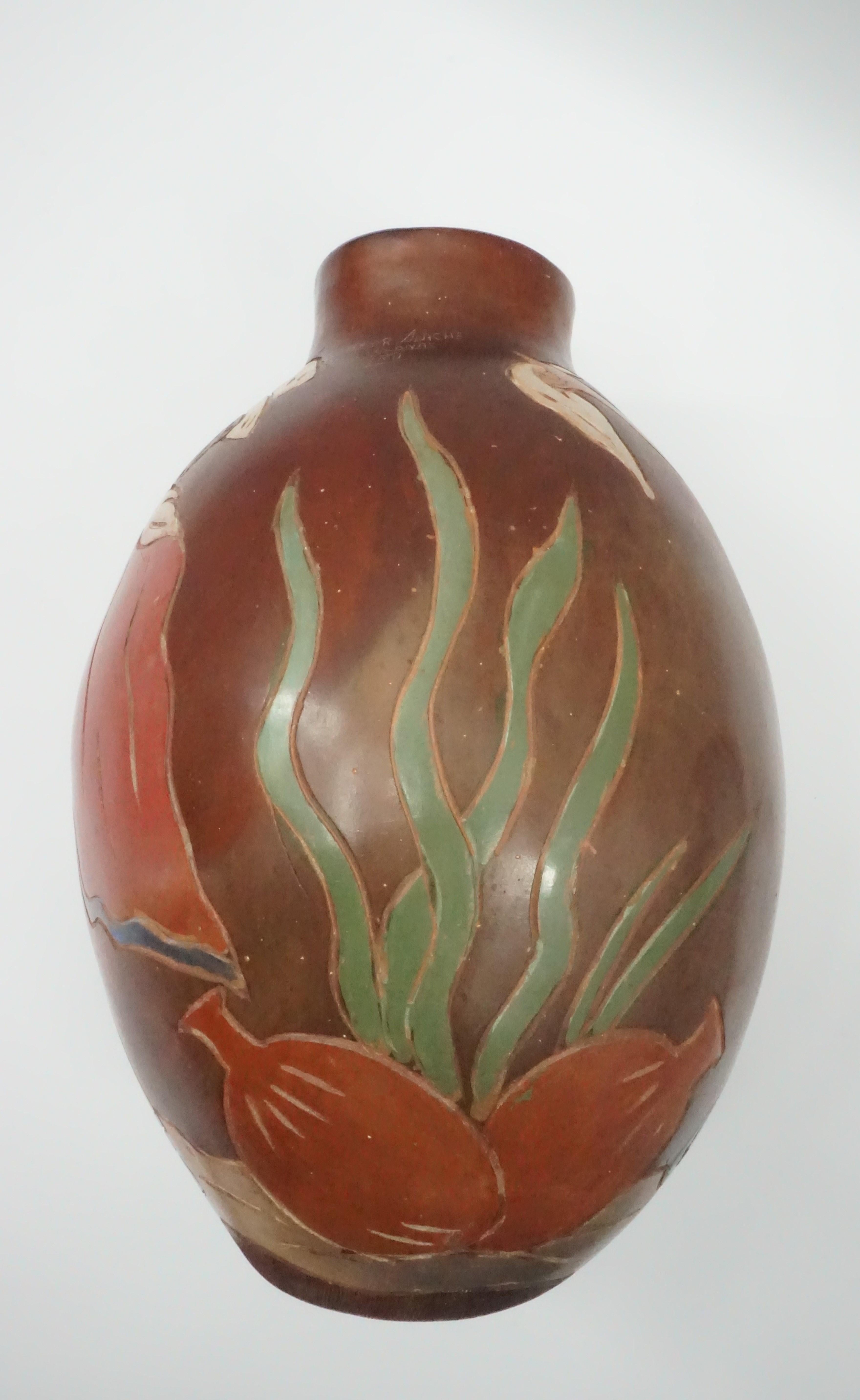 Vase, Keramikgefäß, handgefertigt, braun, aus Peru, Brauntöne, um 1950 im Angebot 12