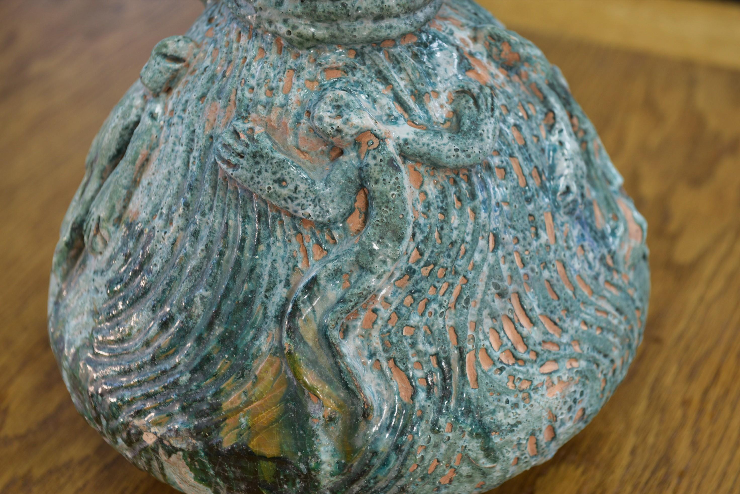 Vase céramique design en terre cuite signé 1968's For Sale 1