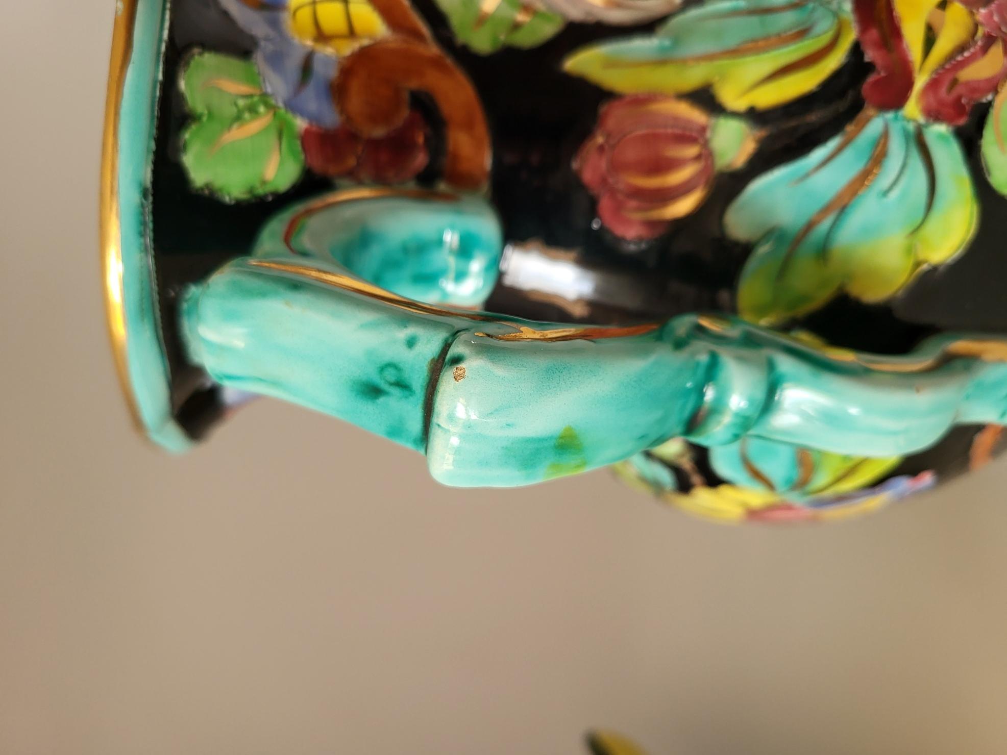 Vase Cerart Monaco en céramique Francaise décor à l'or fin Côte-d'Azur 1950 For Sale 3
