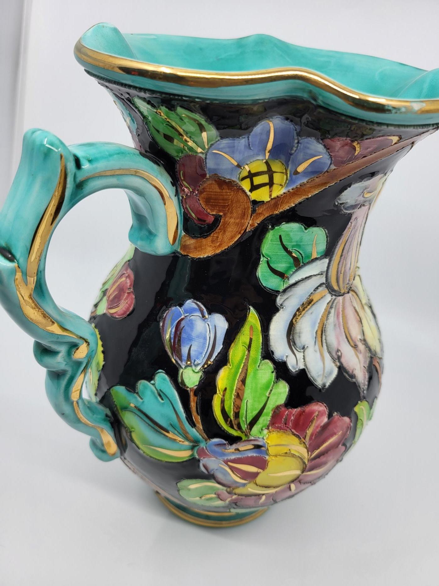 Mid-20th Century Vase Cerart Monaco en céramique Francaise décor à l'or fin Côte-d'Azur 1950  For Sale