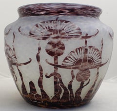 Vase ( Chardons plant ) Sign: Le Verre Francais France, Style: Art Nouveau, 1924