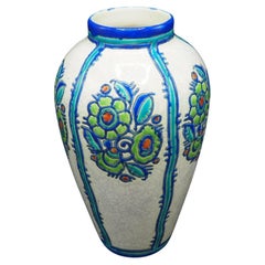 Vase Charles Catteau céramique motif fleur Kéramis Boch  Belgique Art Déco 1925