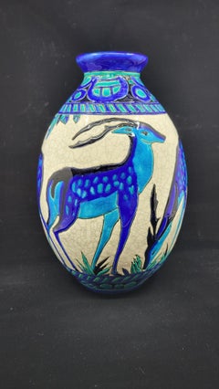 Vase Charles Catteau en céramique de Kéramis Bosh Frères Art déco Belgique 1920