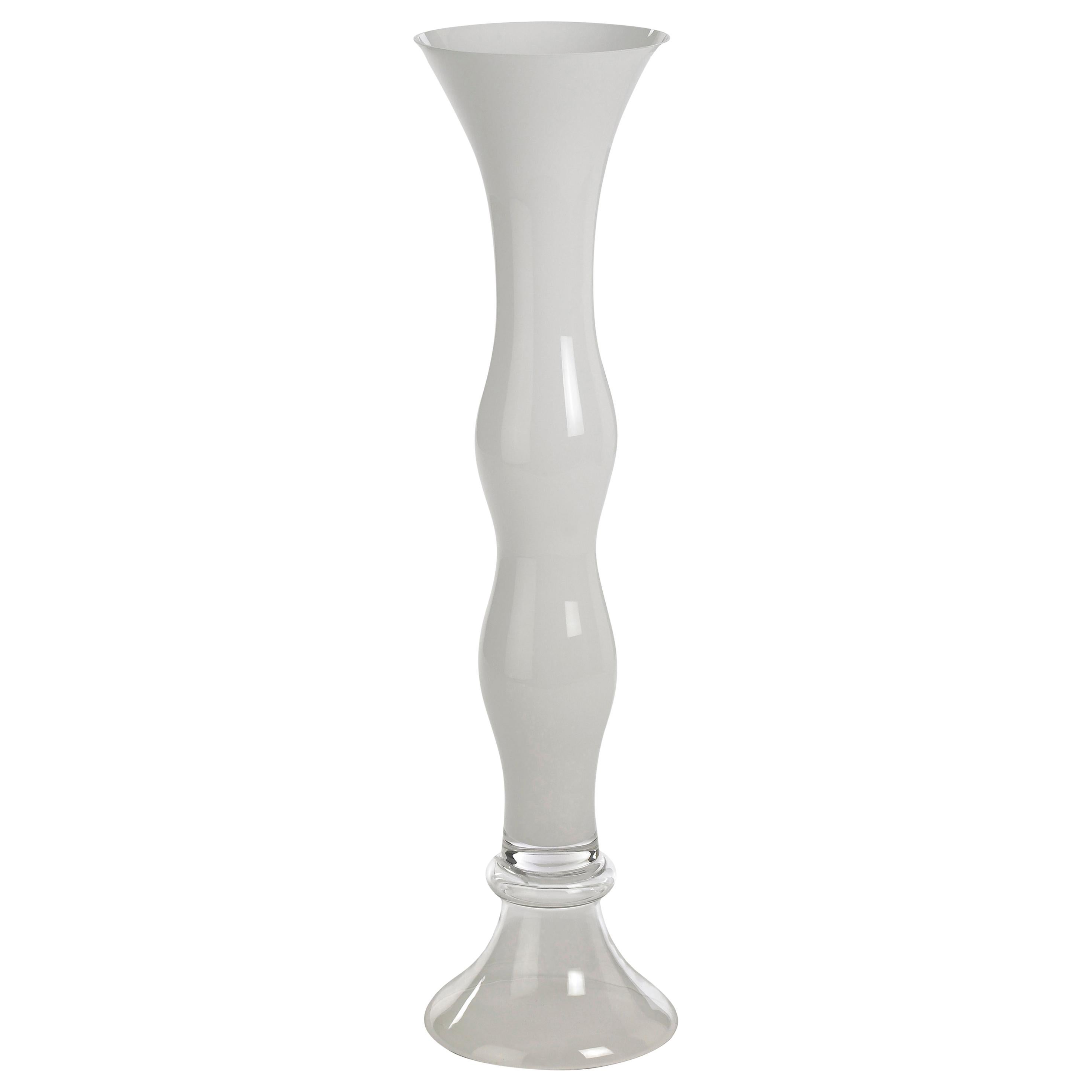 Vase Clex White, in Glass, Italy For Sale