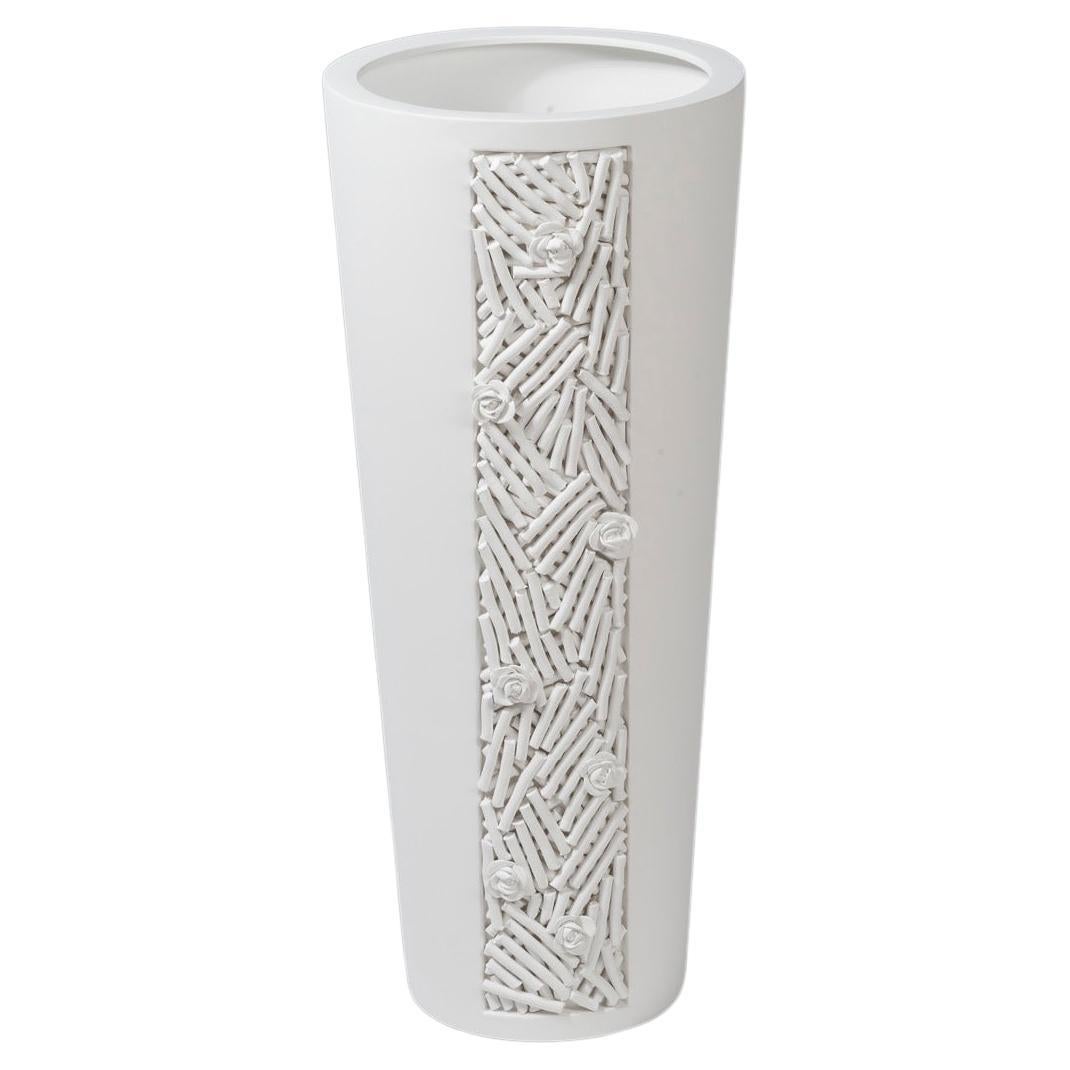 Vase mit Kegel Botticelli Tronchetti, Bassano, weiße Keramik, Italien