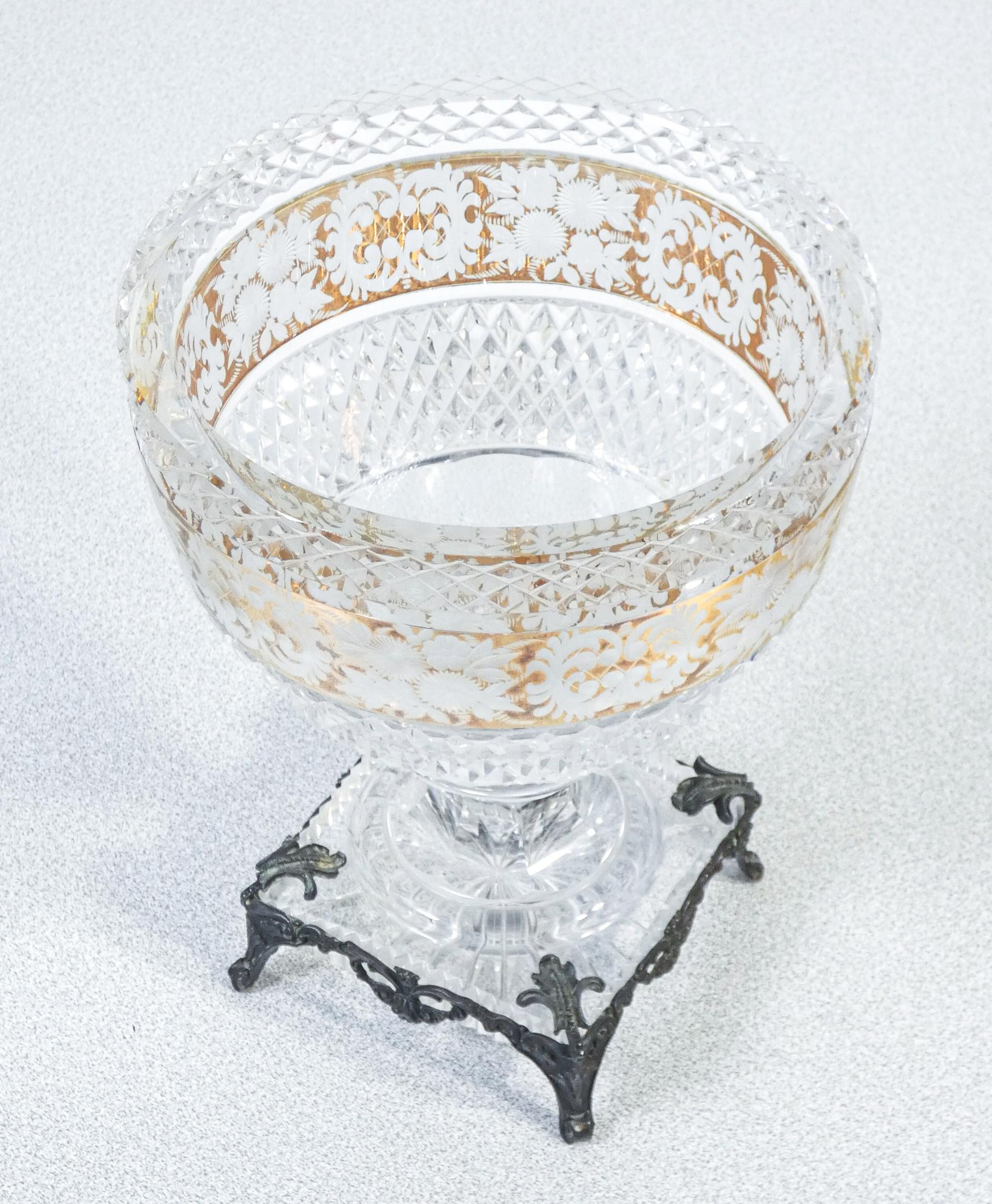 Vase, Crystal Bowl with Silver Base, Early Twentieth Century In Good Condition For Sale In Torino, IT