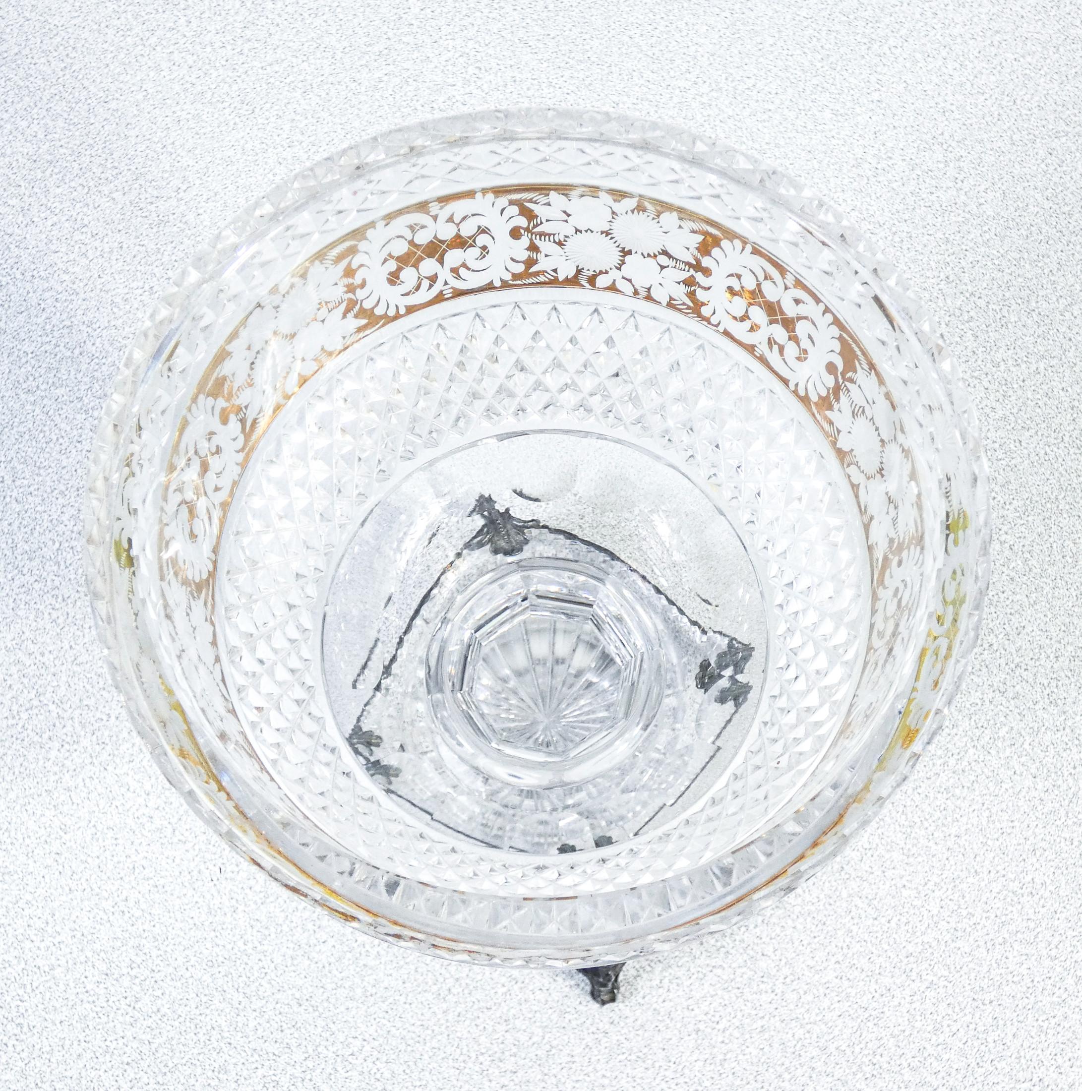 20th Century Vase, Crystal Bowl with Silver Base, Early Twentieth Century For Sale