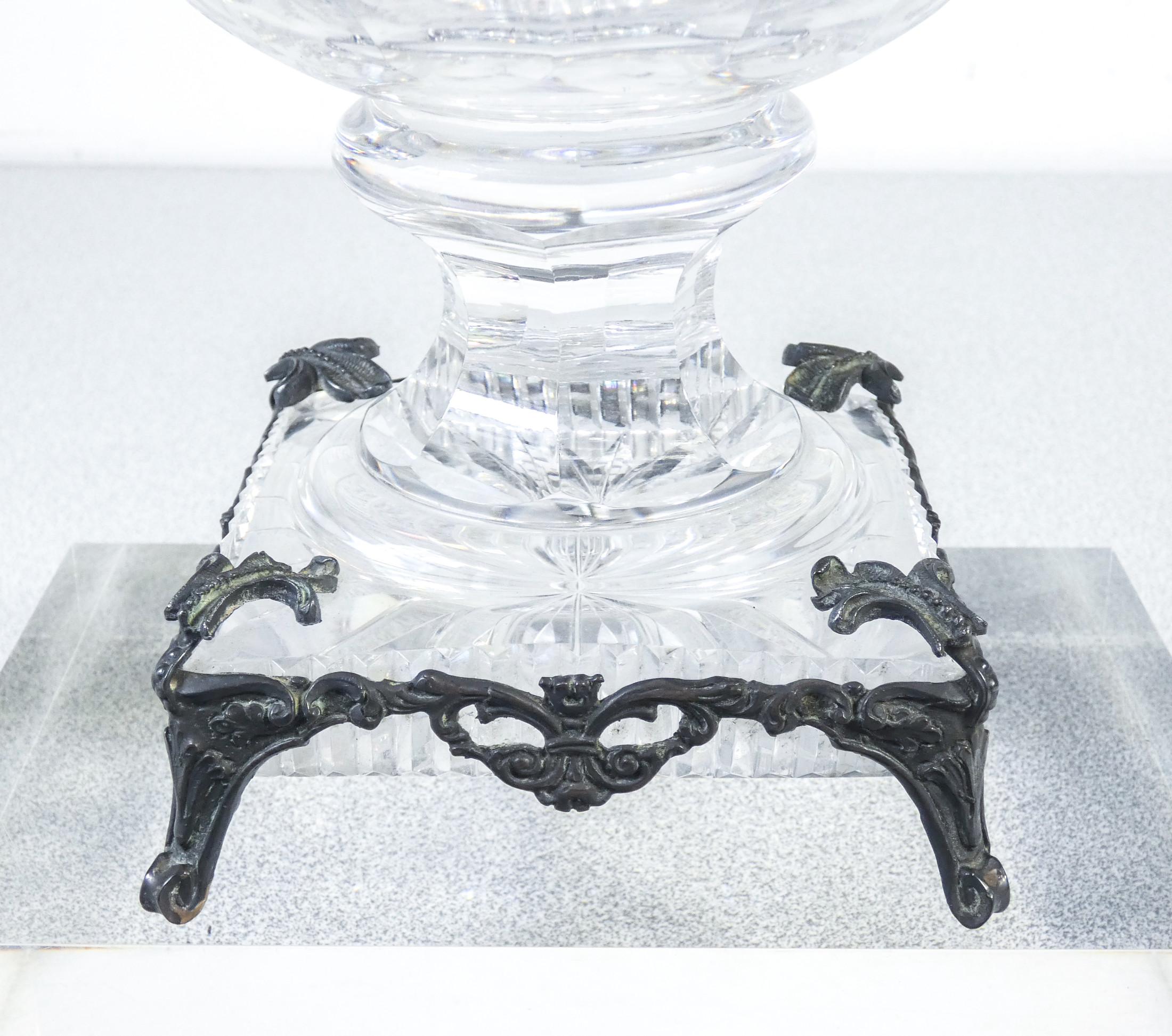 Vase, Crystal Bowl with Silver Base, Early Twentieth Century For Sale 1