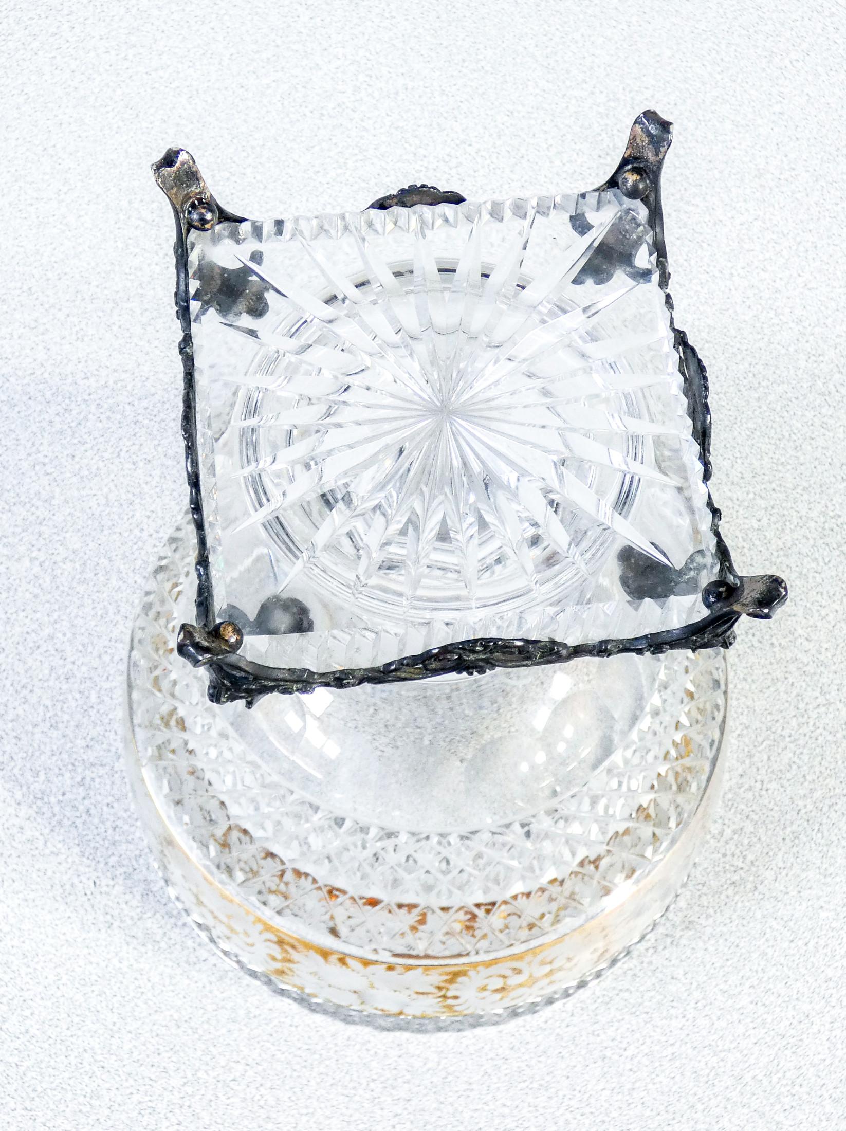 Vase, Crystal Bowl with Silver Base, Early Twentieth Century For Sale 2